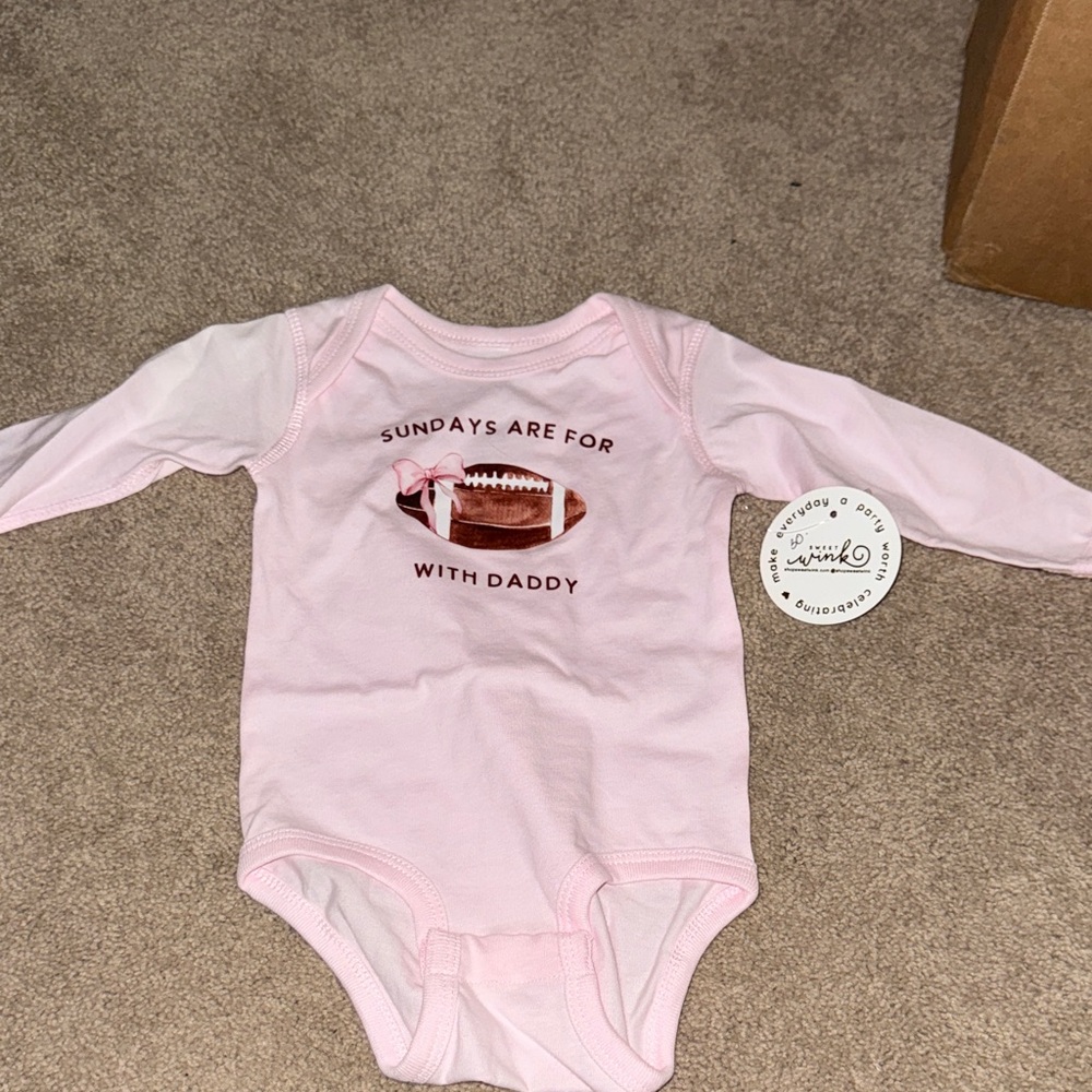 Charming Pink Baby Bodysuit with Football Print